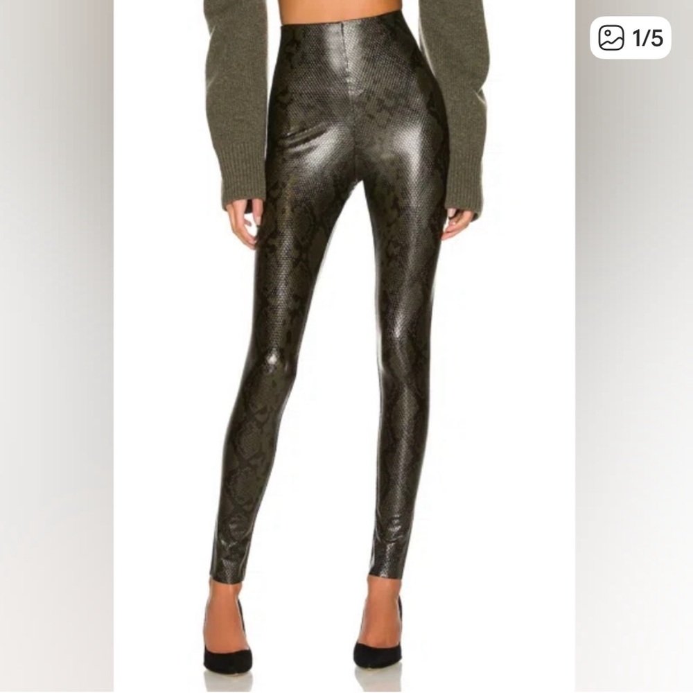 Commando faux leather high waist snake skinny leggings color moss snake sz m
